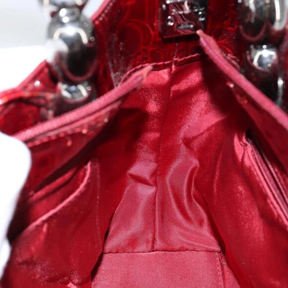 Christian Dior Trotter Canvas Maris Pearl Bag Patent leather Red Auth bs29834 - Picture 13 of 16